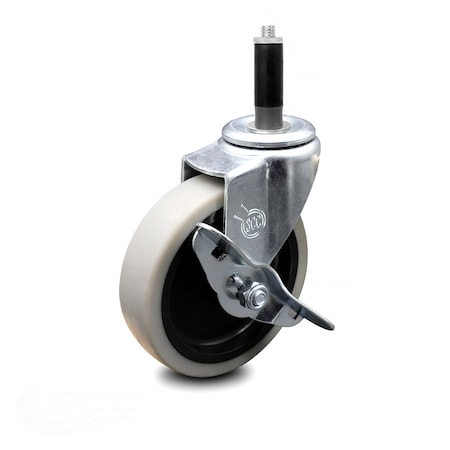 Service Caster 4 Inch Thermoplastic Rubber Wheel 7/8 Inch Expanding Stem Caster with Brake SCC-EX05S410-TPRS-SLB-78